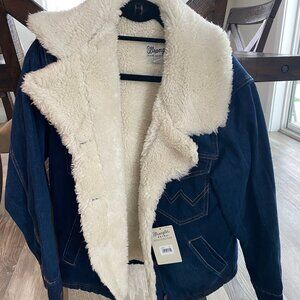 NWT Wrangler Western Sherpa Lined Denim Wrange Coat